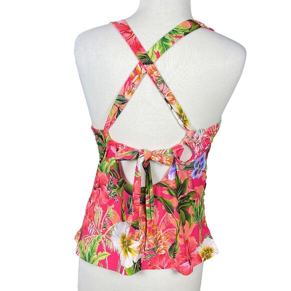 Jantzen Nora High Neck Bright Colorful Tropical Floral Tankini Set Sz 18 NWT - Picture 6 of 14